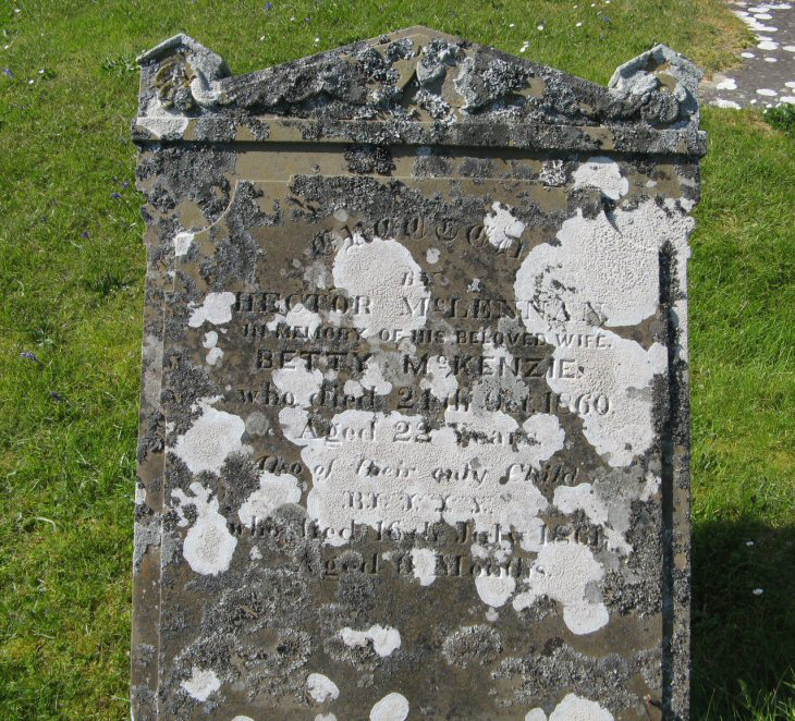 Photo of headstones/Betty McKenzie d1860 hdstn Laide